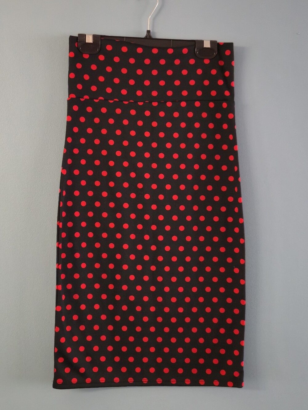 Agnes & Dora Black Pencil Skirt with Red Polka Dots Small